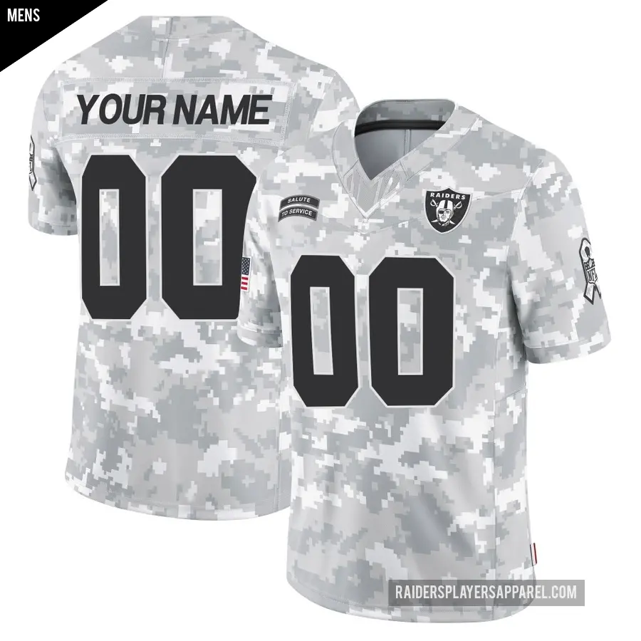 Men's Las Vegas Raiders ＃00 Custom Arctic Camo Limited 2024 Salute to Service Jersey