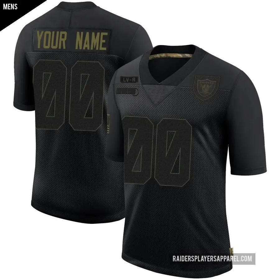 Men's Las Vegas Raiders ＃00 Custom Black Limited 2020 Salute To Service Jersey