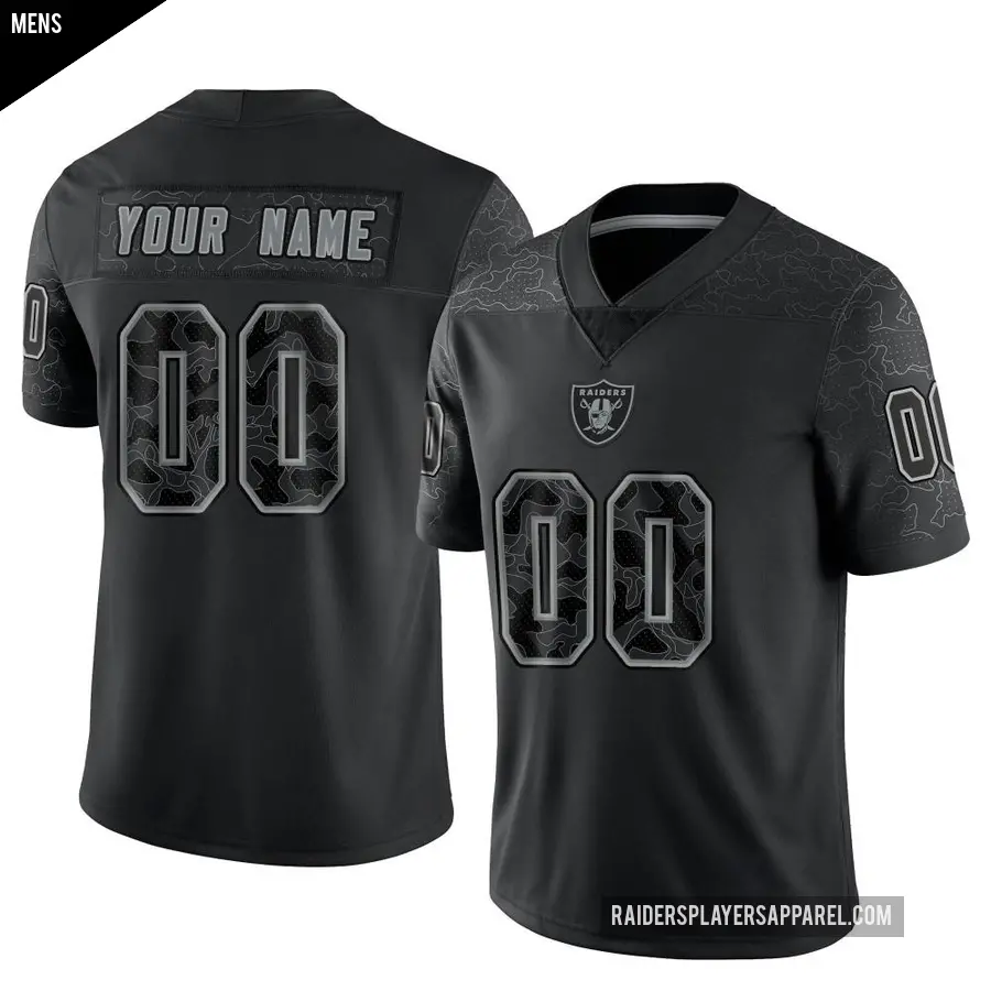 Men's Las Vegas Raiders ＃00 Custom Black Limited Reflective Jersey