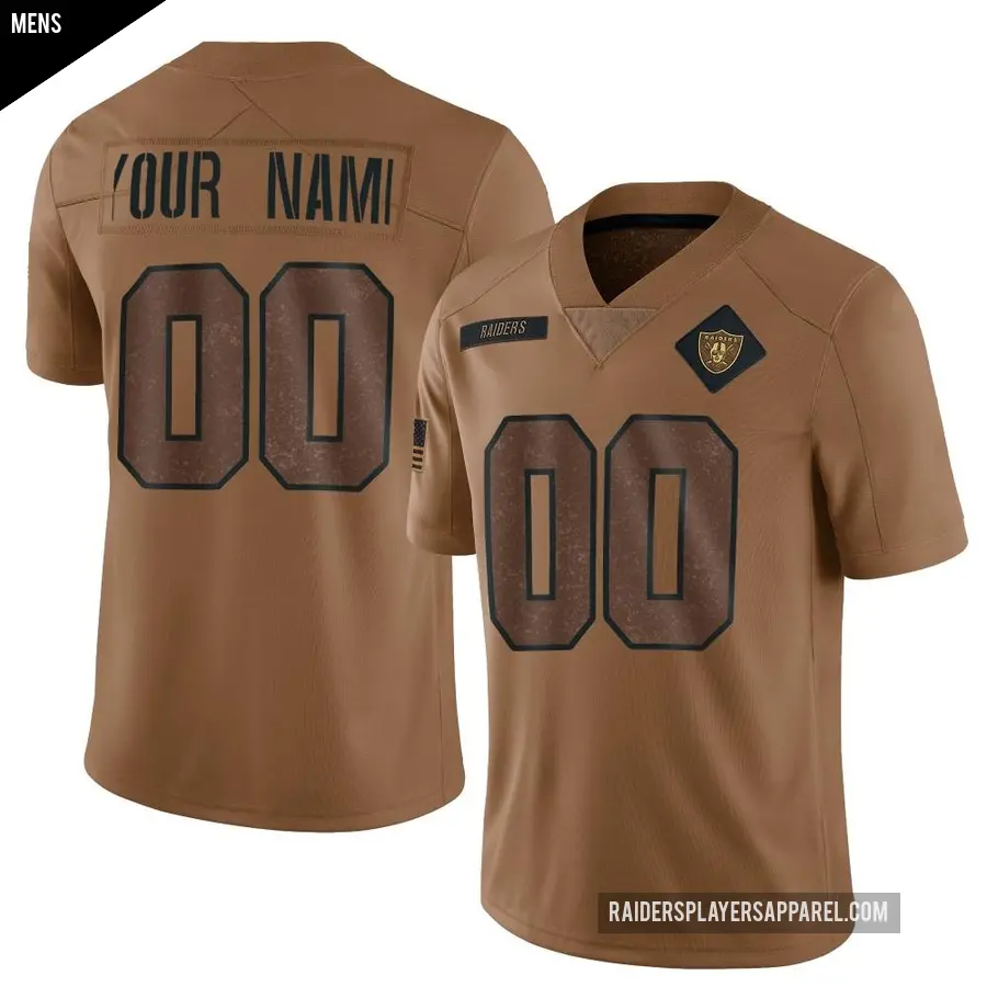 Men's Las Vegas Raiders ＃00 Custom Brown Limited 2023 Salute To Service Jersey