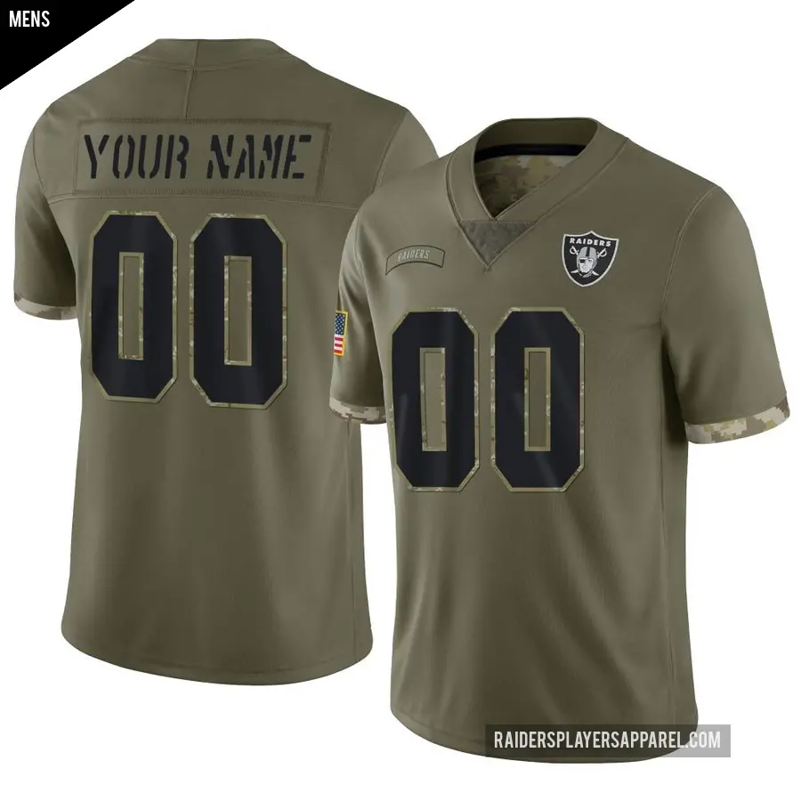 Men's Las Vegas Raiders ＃00 Custom Olive Limited 2022 Salute To Service Jersey