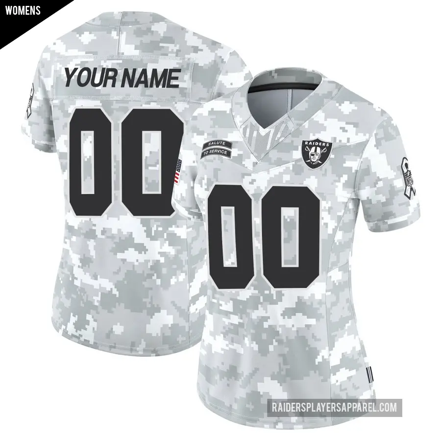 Women's Las Vegas Raiders ＃00 Custom Arctic Camo Limited 2024 Salute to Service Jersey