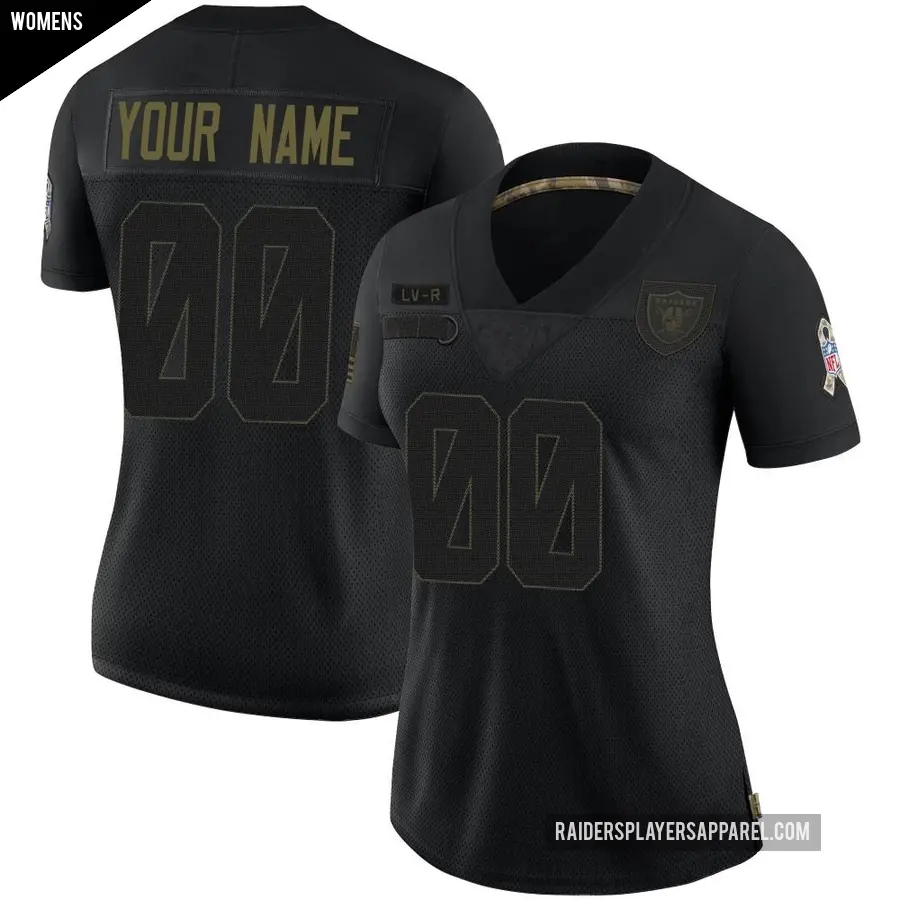 Women's Las Vegas Raiders ＃00 Custom Black Limited 2020 Salute To Service Jersey