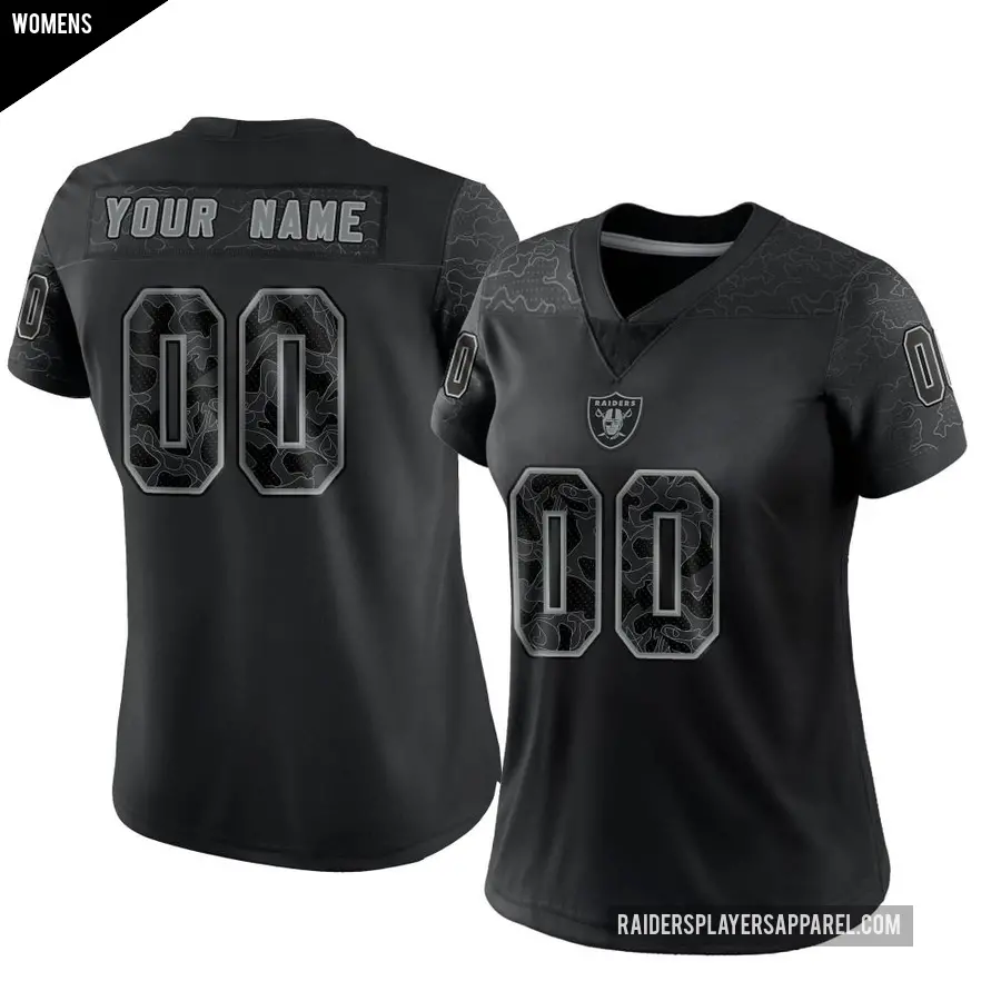 Women's Las Vegas Raiders ＃00 Custom Black Limited Reflective Jersey