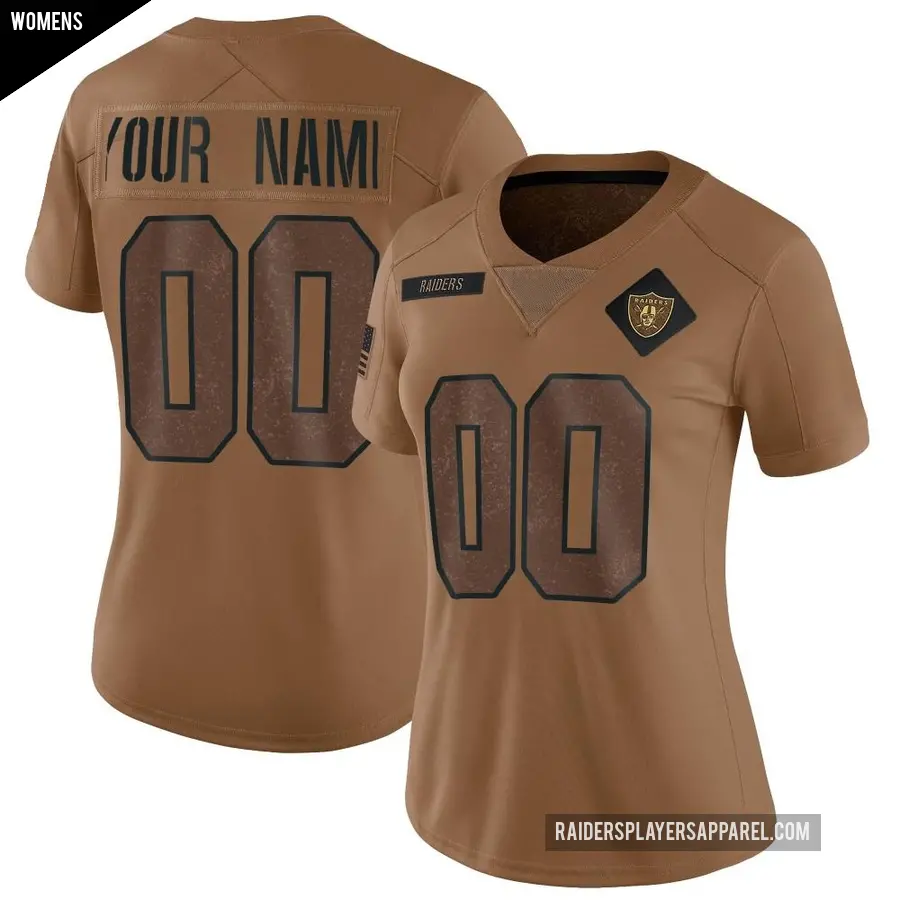 Women's Las Vegas Raiders ＃00 Custom Brown Limited 2023 Salute To Service Jersey