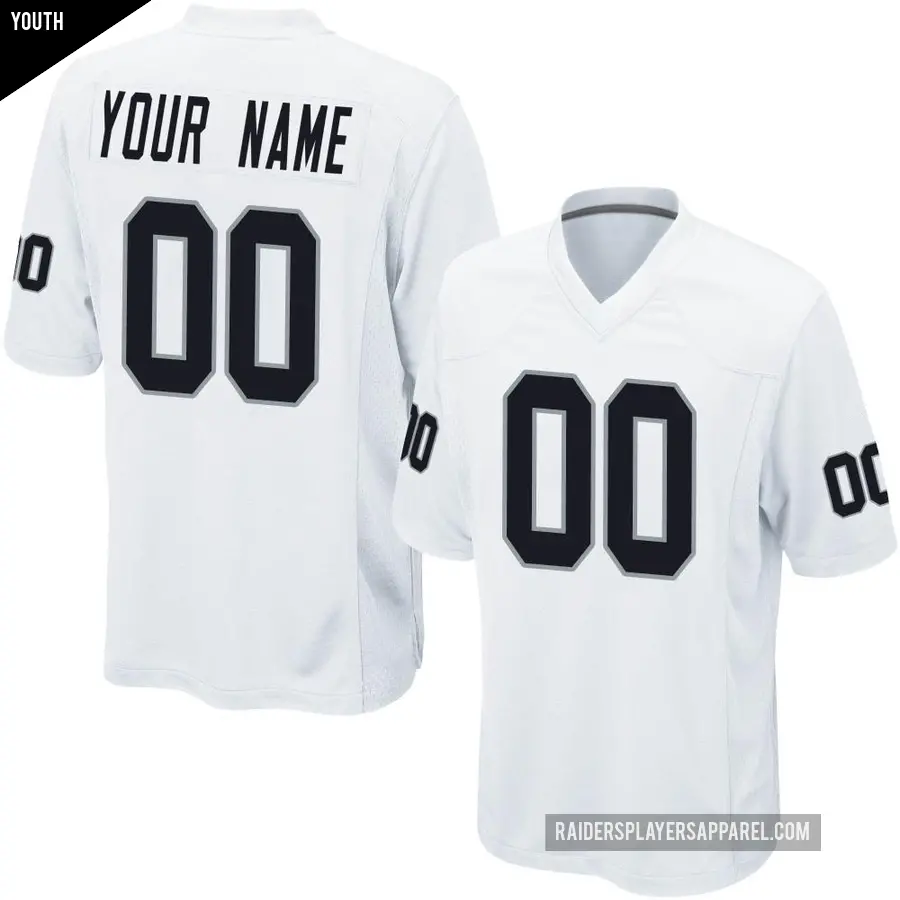 Youth Las Vegas Raiders ＃00 Custom White Game Jersey